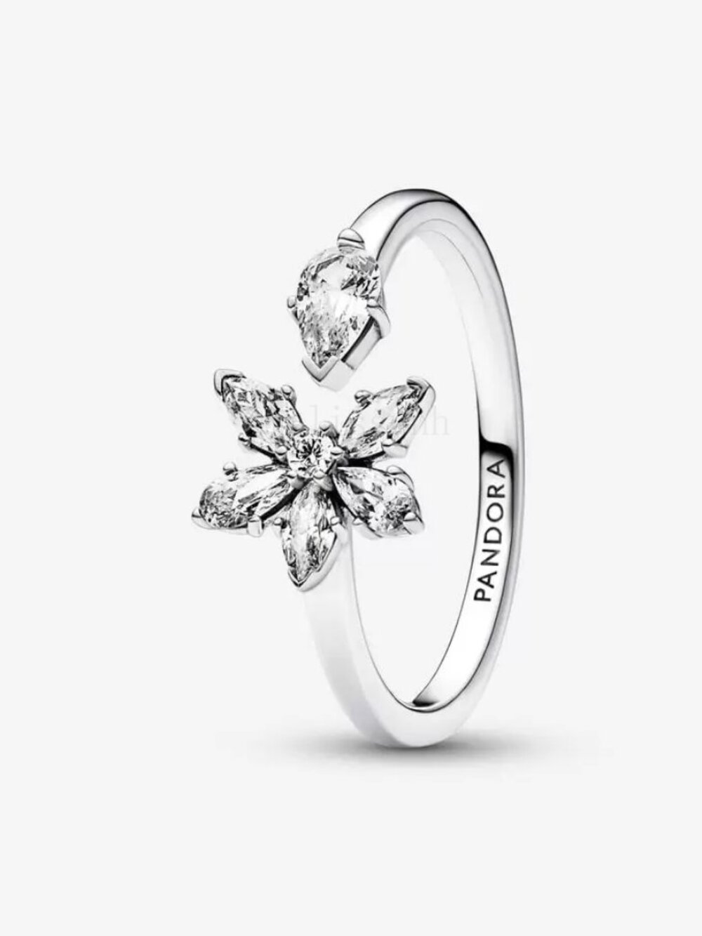 Pandora Sparkling Herbarium Cluster Open Ring
